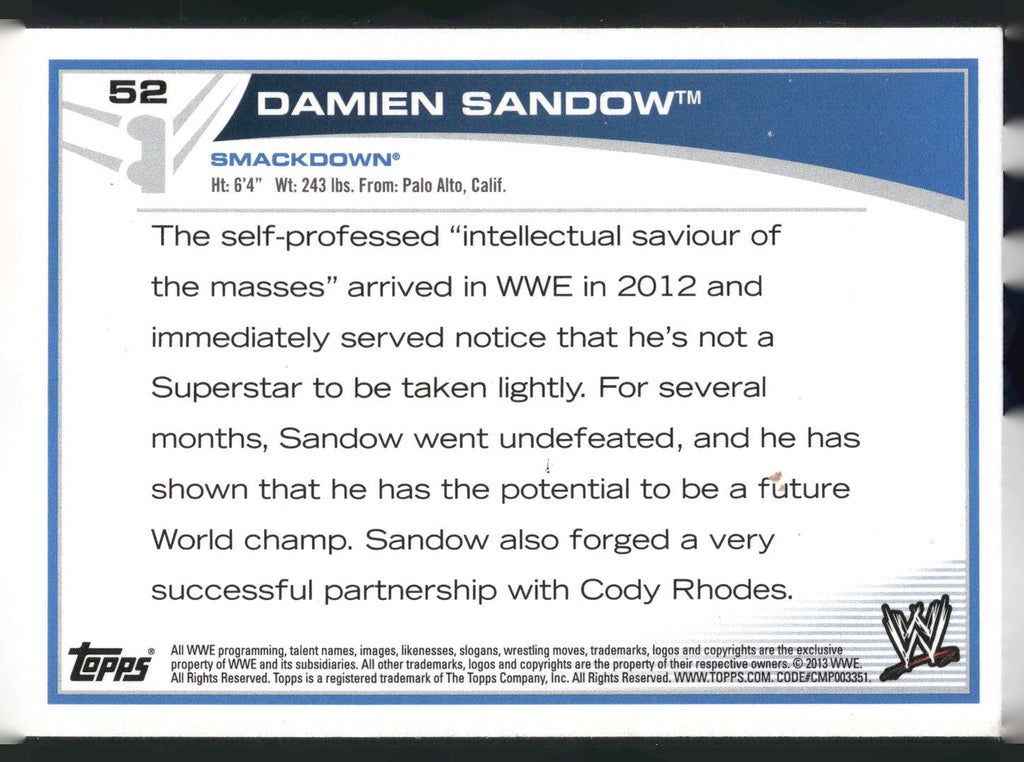 2013 Topps WWE #52 Damien Sandow
