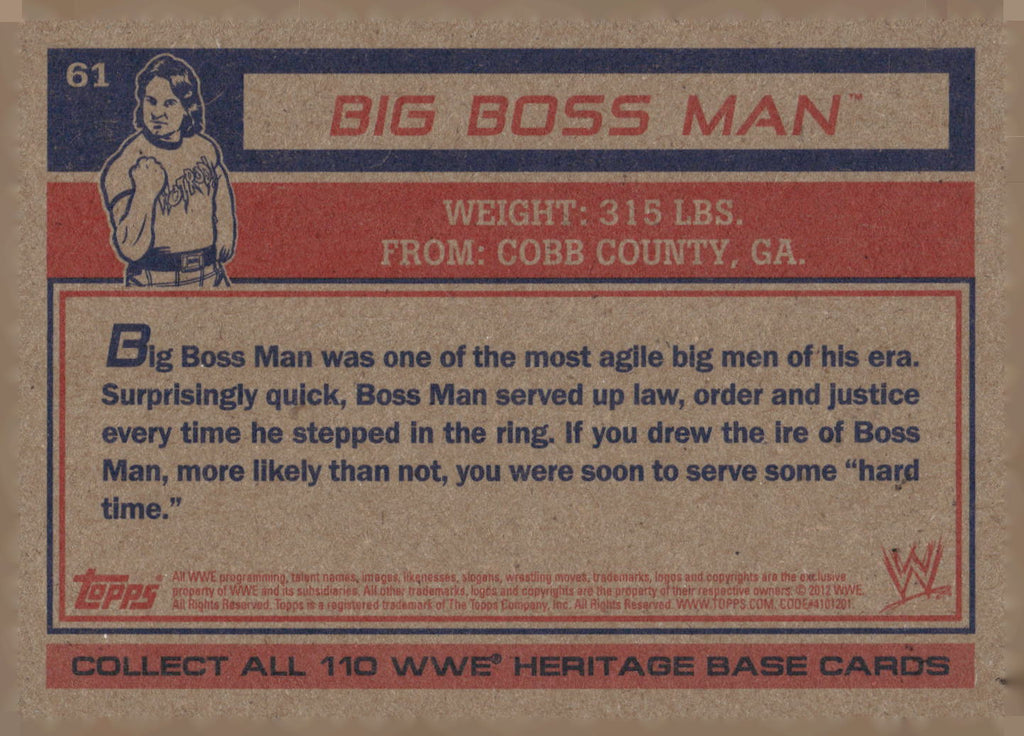 2012 Topps Heritage WWE #61 Big Boss Man