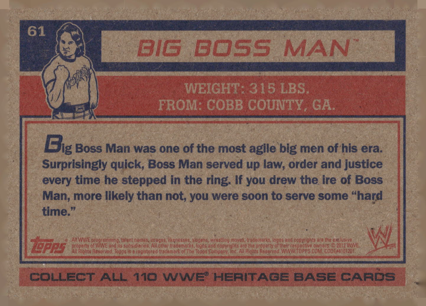 2012 Topps Heritage WWE #61 Big Boss Man