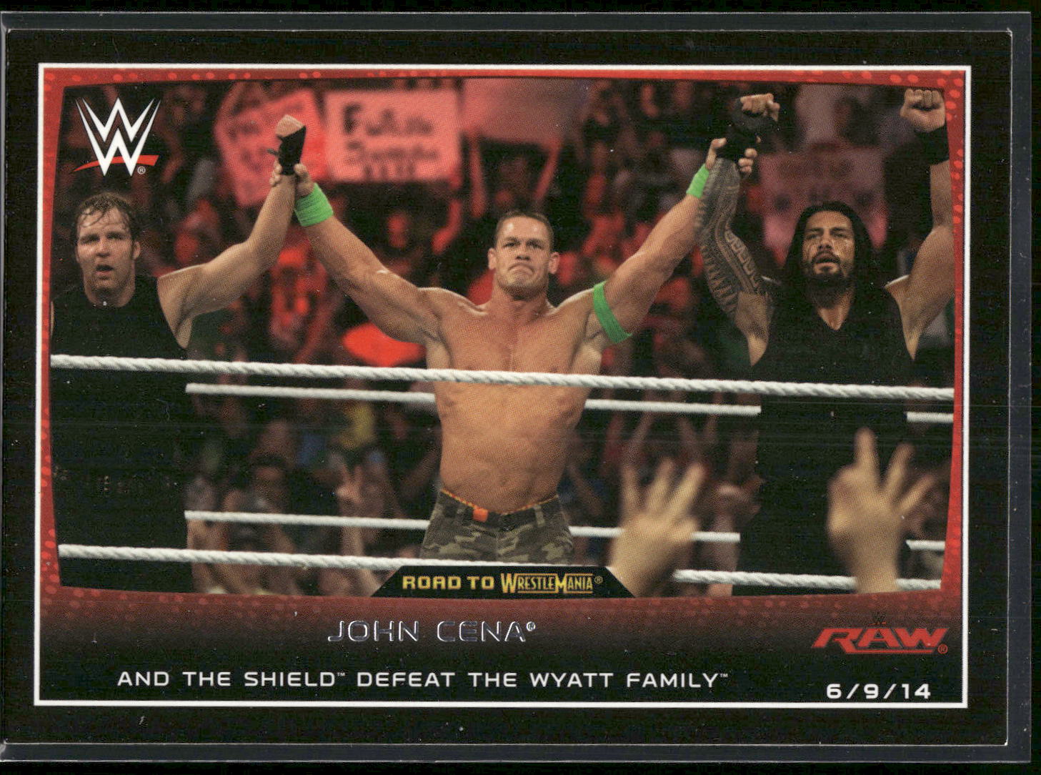 2015 Topps WWE Road to Wrestlemania #27 John Cena / Dean Ambrose / Roman Reigns