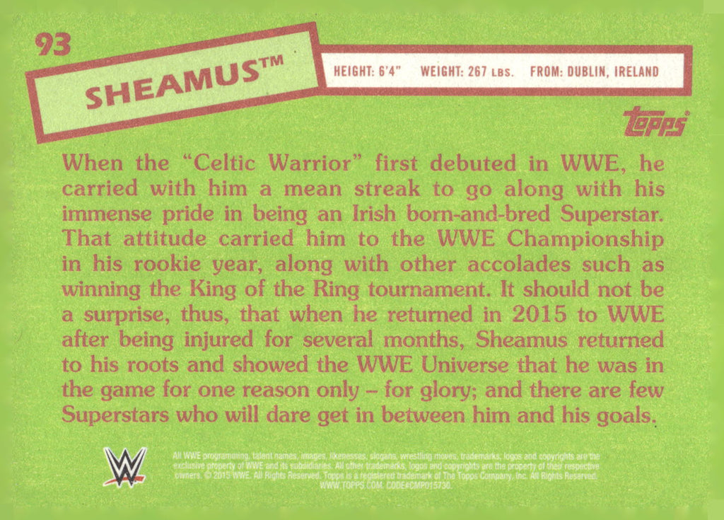2015 Topps WWE Heritage #93 Sheamus