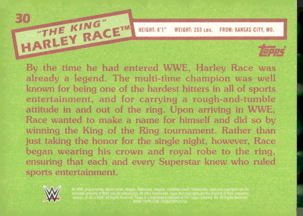 2015 Topps WWE Heritage #30 "The King" Harley Race