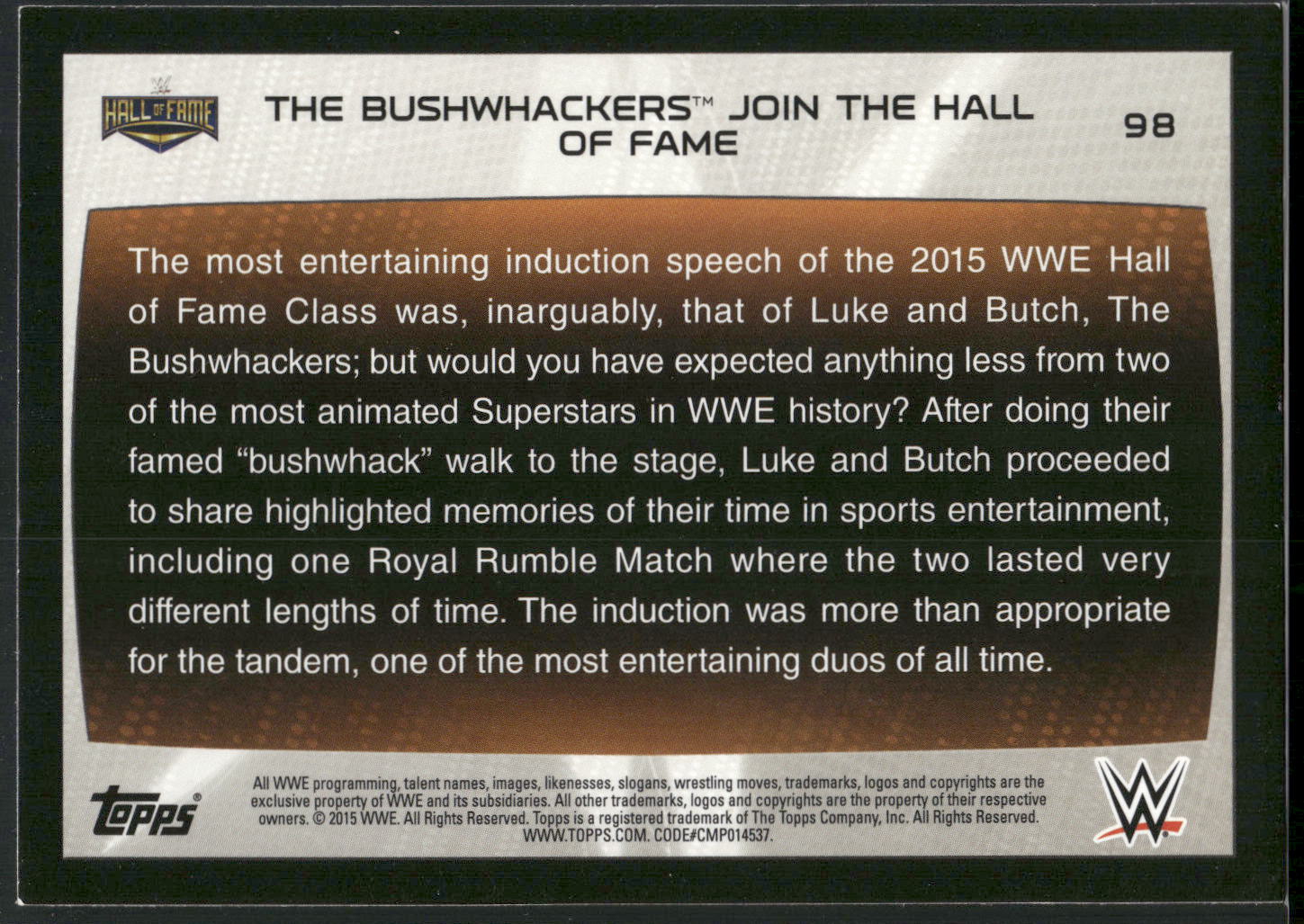2015 Topps WWE Road to Wrestlemania #98 The Bushwhackers