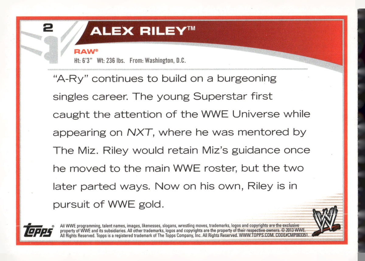 2013 Topps WWE #2 Alex Riley