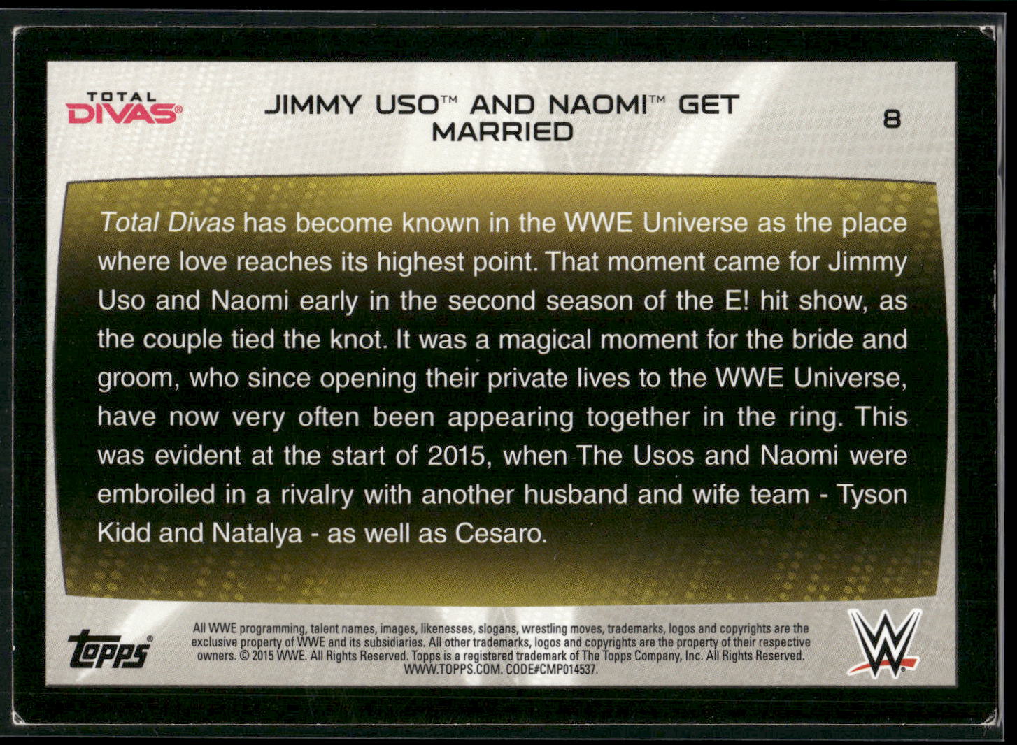 2015 Topps WWE Road to Wrestlemania #8 Jimmy Uso / Naomi