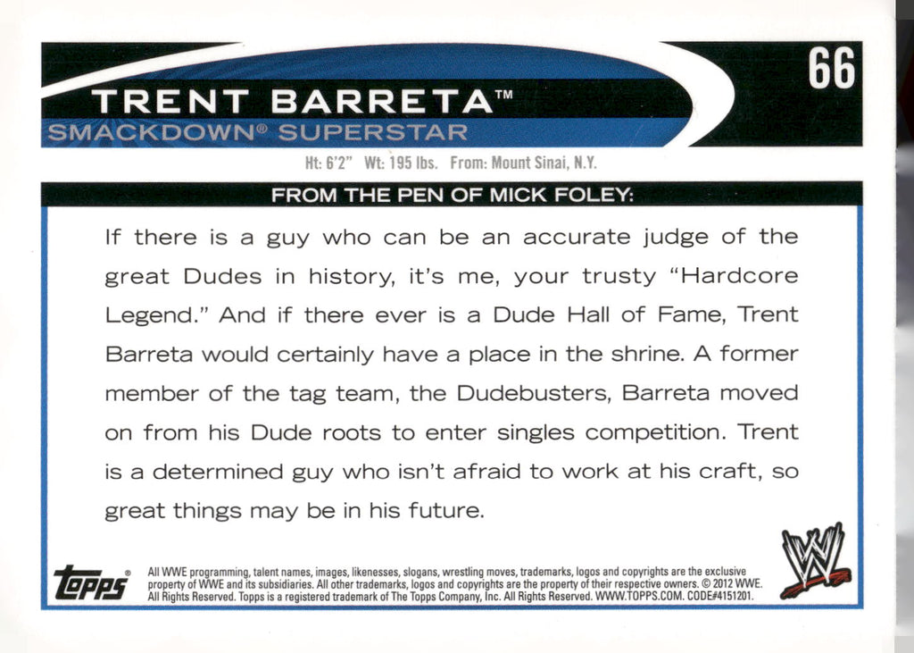 2012 Topps WWE #66 Trent Barreta