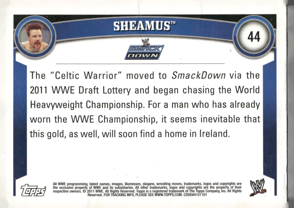 2011 Topps WWE #44 Sheamus