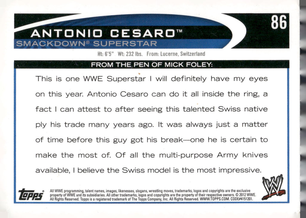 2012 Topps WWE #86 Antonio Cesaro