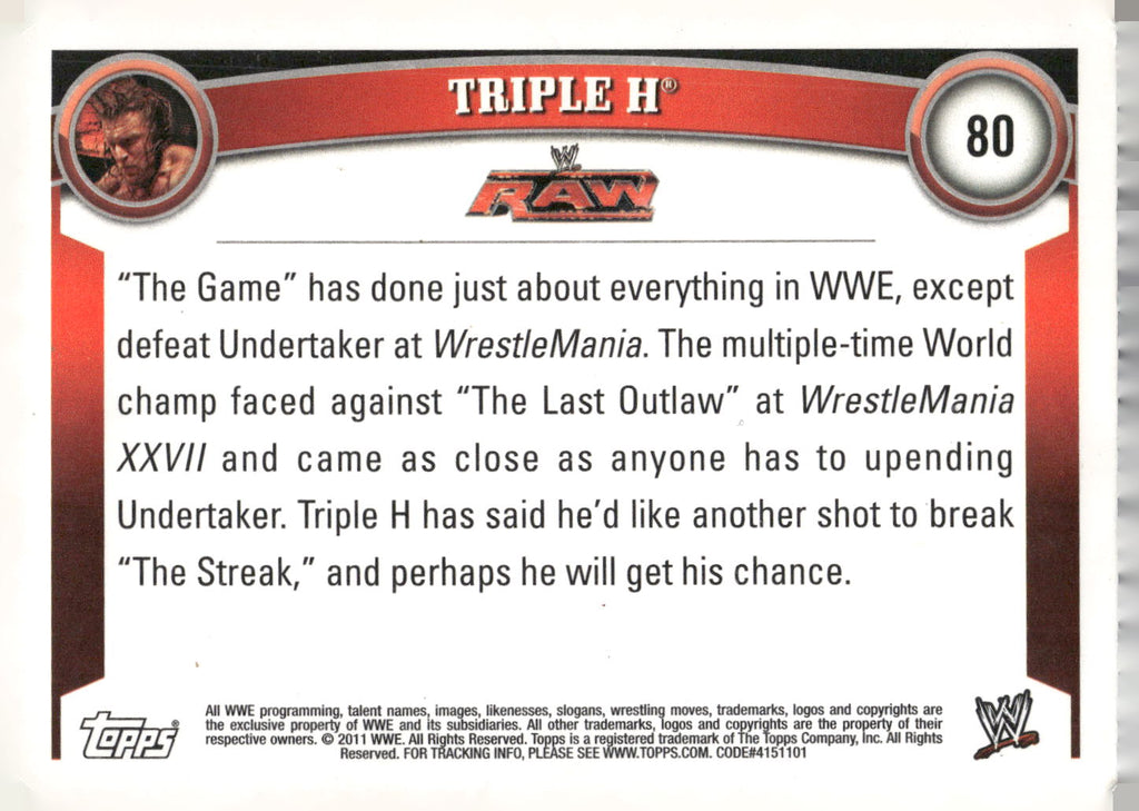 2011 Topps WWE #80 Triple H