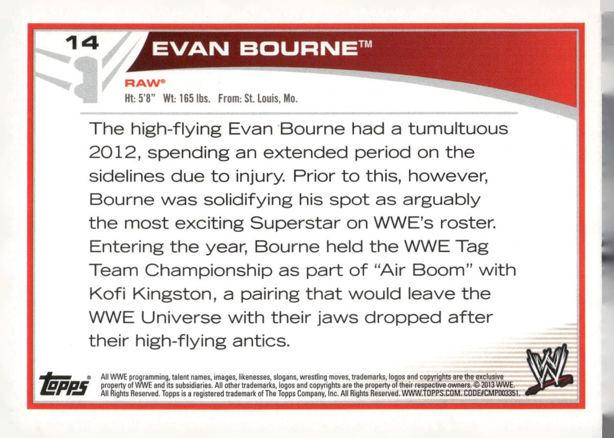 2013 Topps WWE #14 Evan Bourne