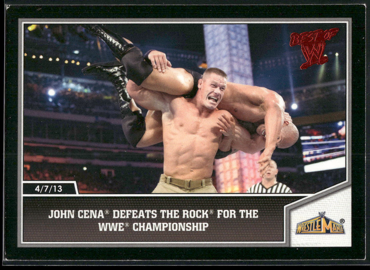 2013 Topps Best of WWE #110 John Cena Defeats The Rock for the WWE Championship