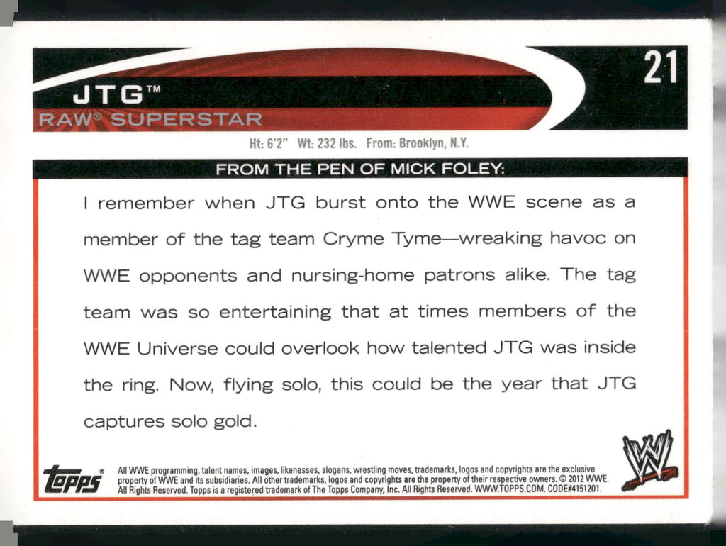 2012 Topps WWE #21 JTG