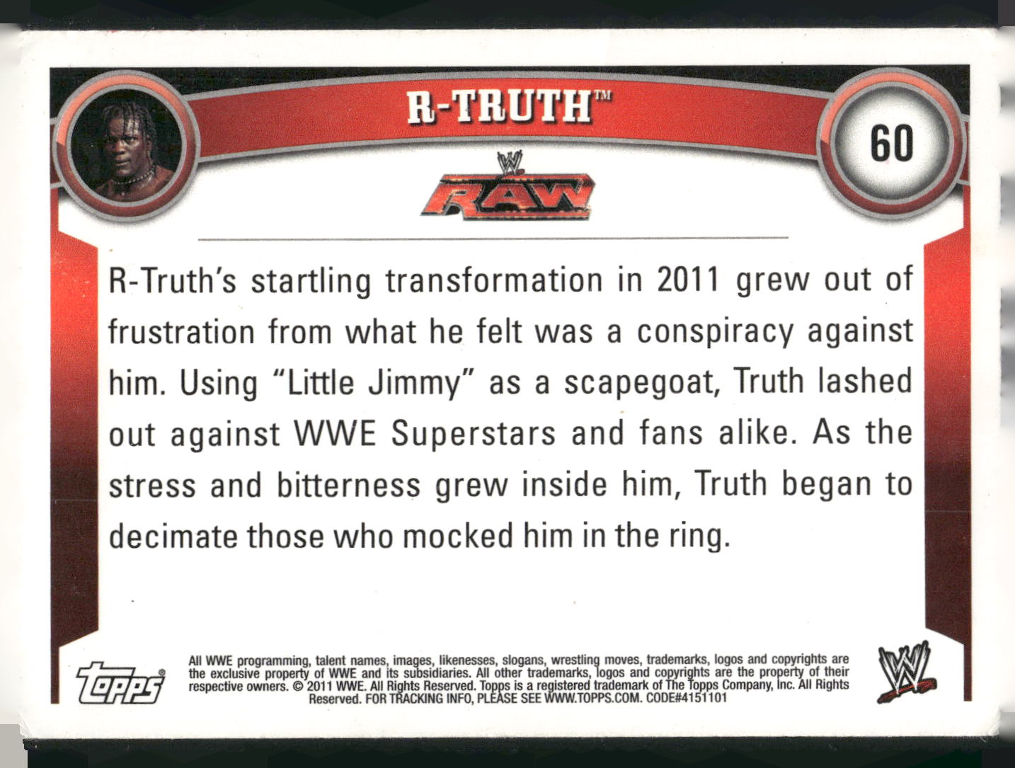 2011 Topps WWE #60 R-Truth