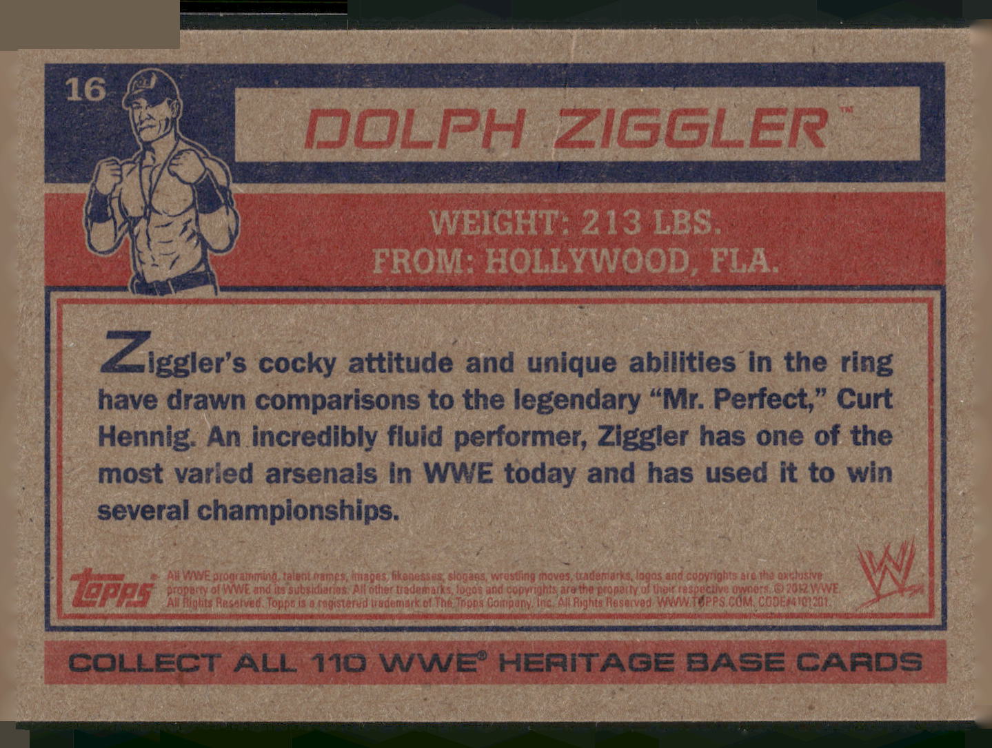 2012 Topps Heritage WWE #16 Dolph Ziggler