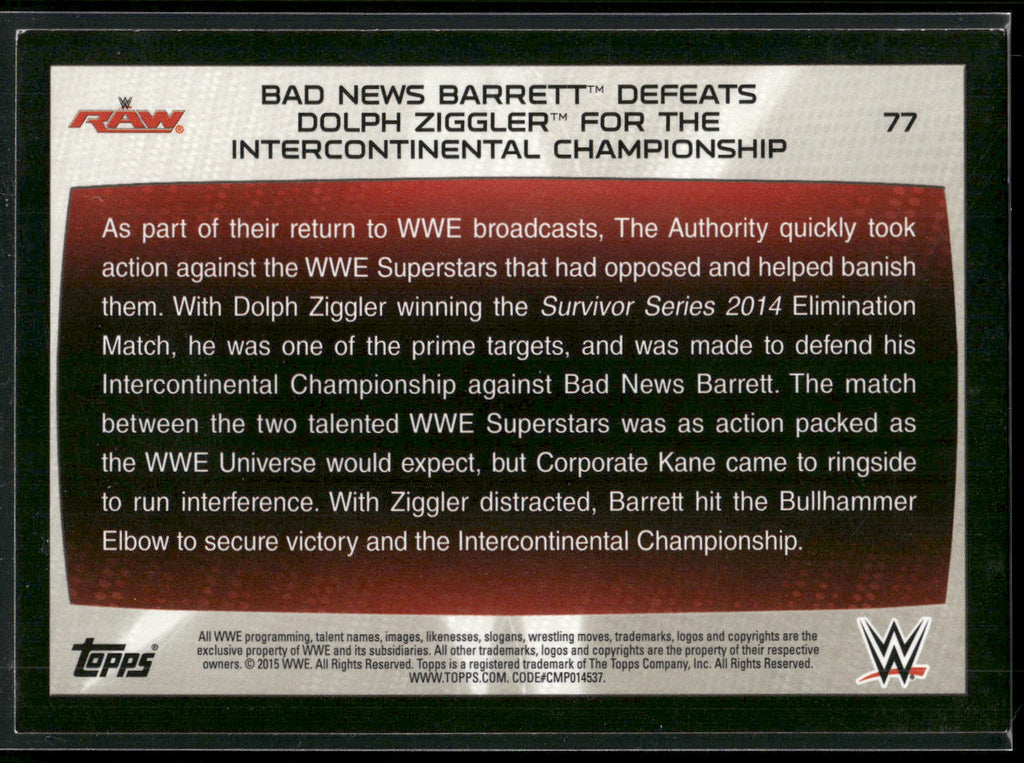 2015 Topps WWE Road to Wrestlemania #77 Bad News Barrett