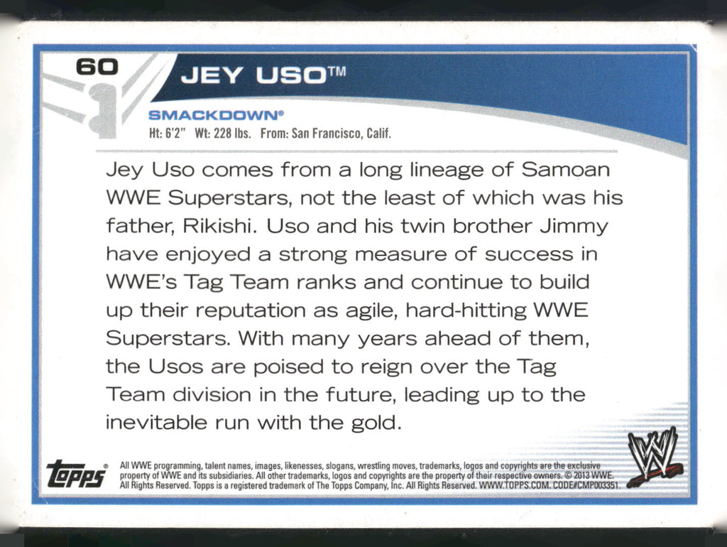 2013 Topps WWE #60 Jey Uso