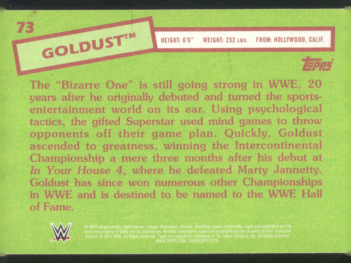 2015 Topps WWE Heritage #73 Goldust