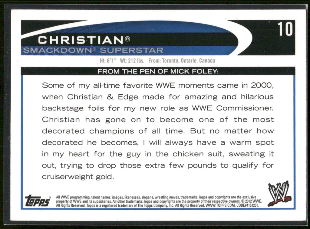 2012 Topps WWE #10 Christian