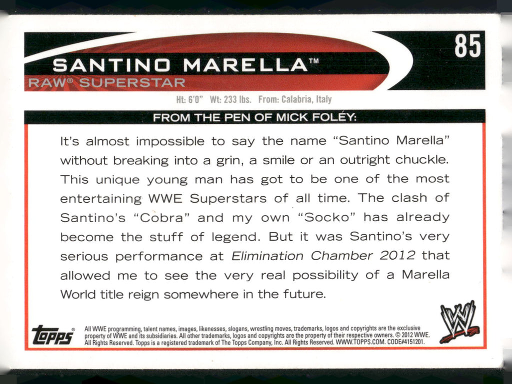 2012 Topps WWE #85 Santino Marella