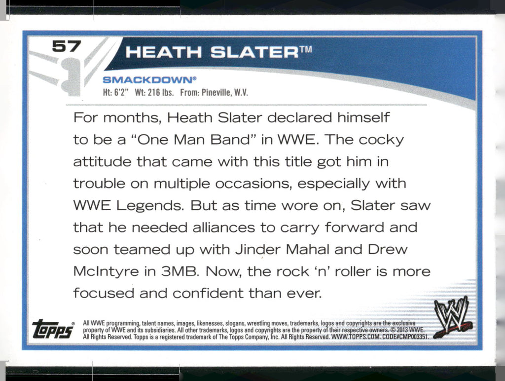 2013 Topps WWE #57 Heath Slater