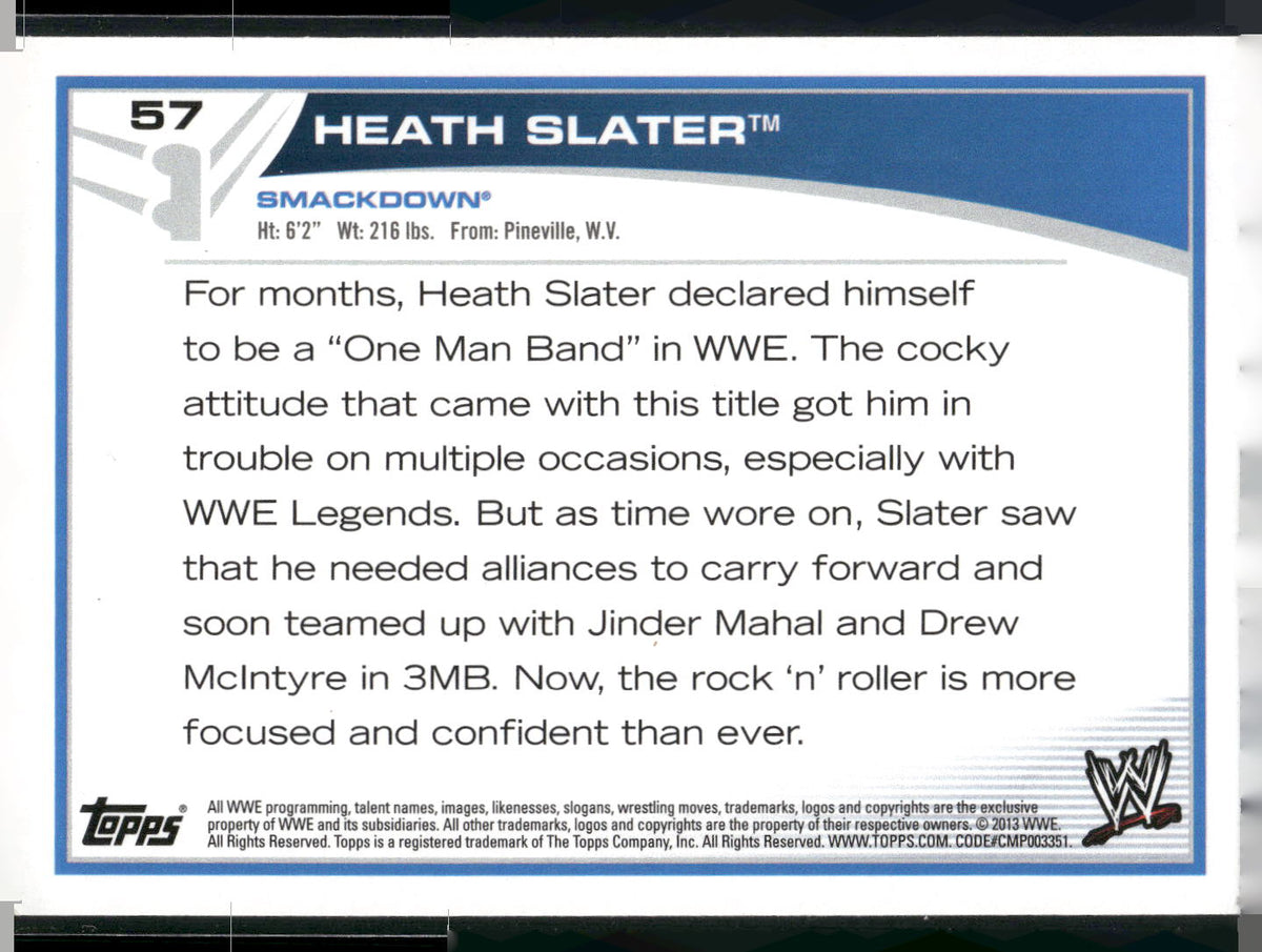 2013 Topps WWE #57 Heath Slater
