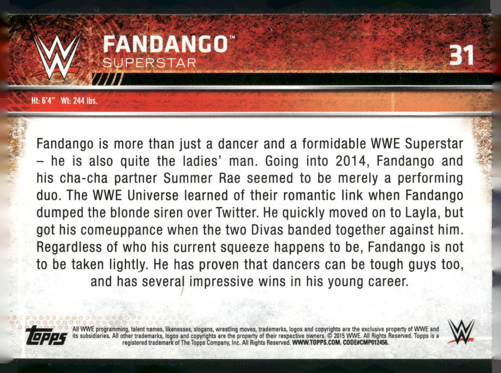 2015 Topps WWE #31 Fandango