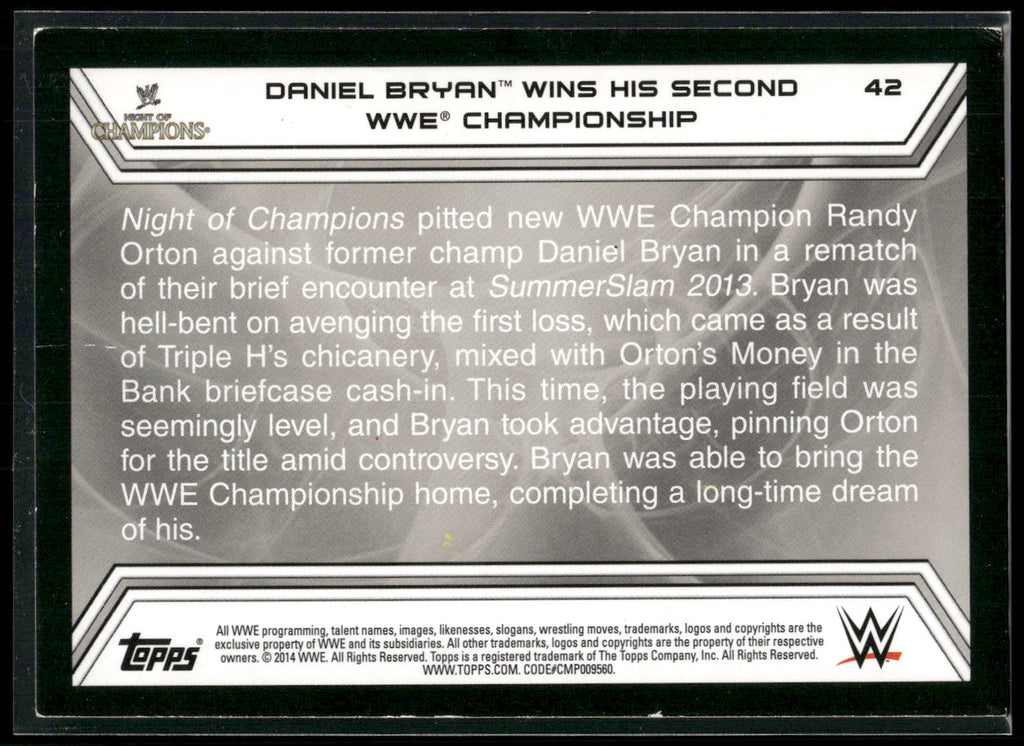 2014 Topps WWE Road to Wrestlemania #42 Daniel Bryan