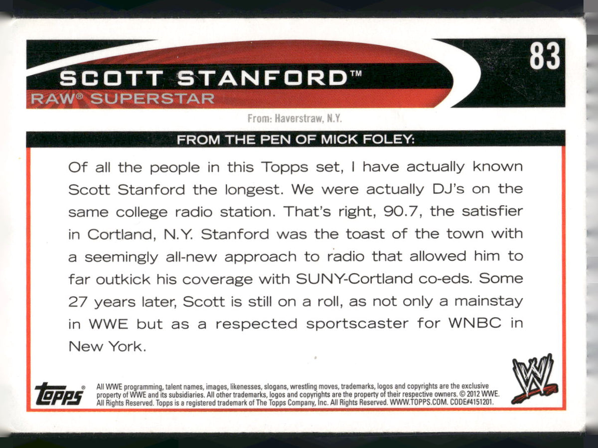 2012 Topps WWE #83 Scott Stanford