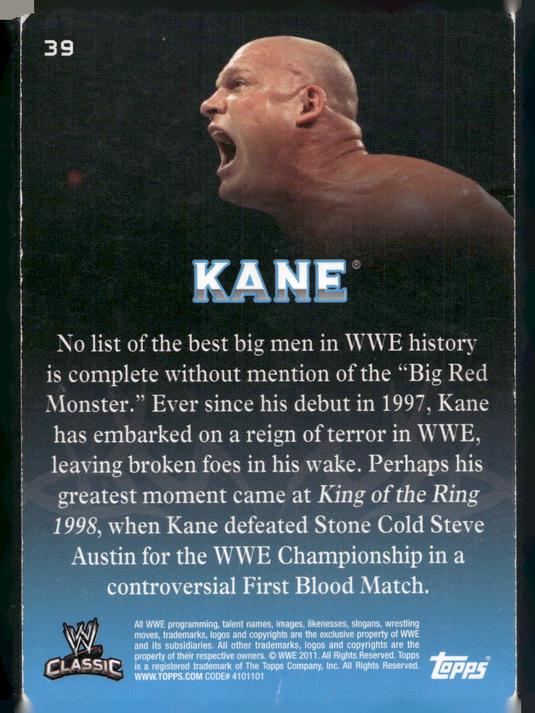2011 Topps WWE Classic #39 Kane