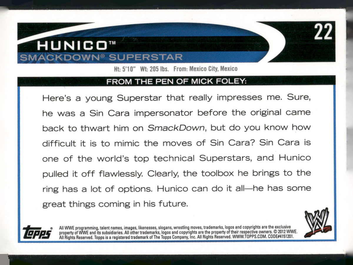 2012 Topps WWE #22 Hunico