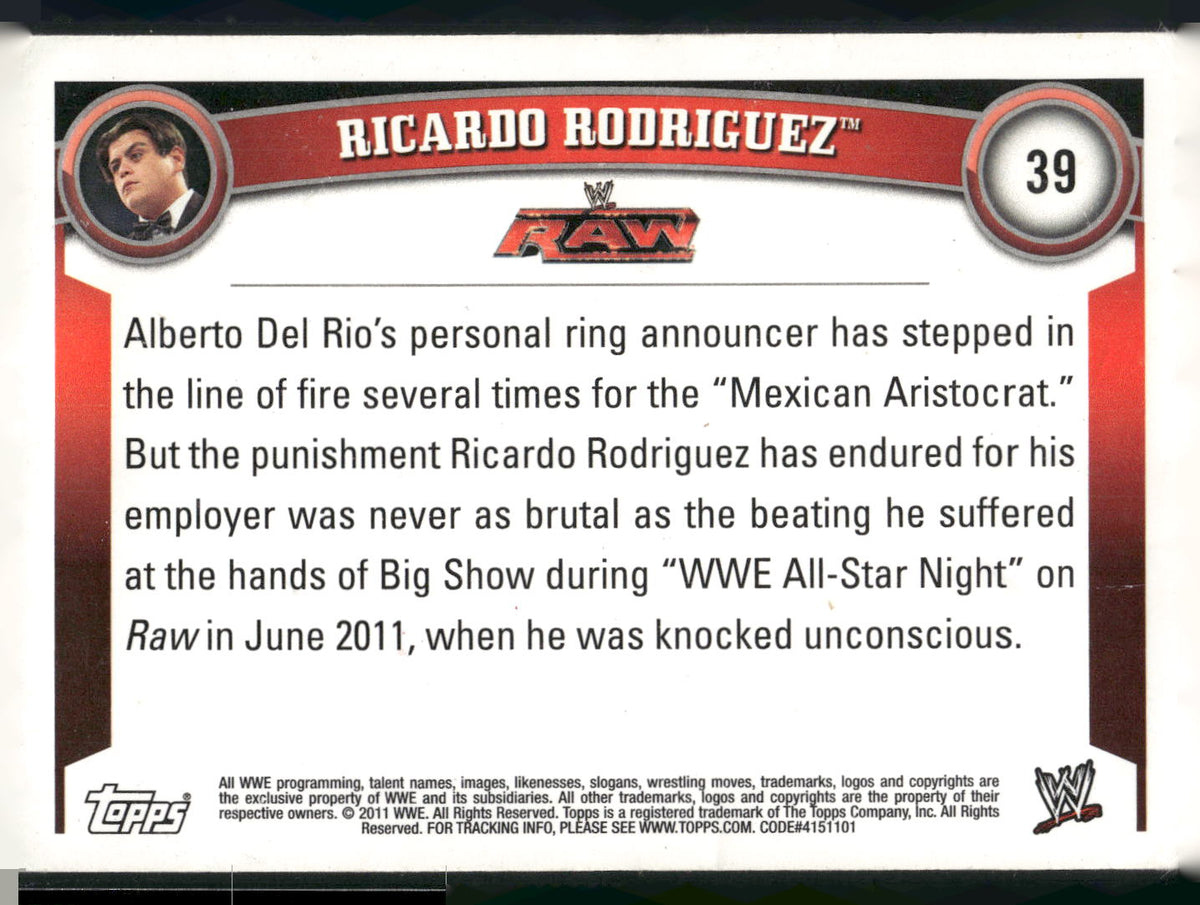 2011 Topps WWE #39 Ricardo Rodriguez