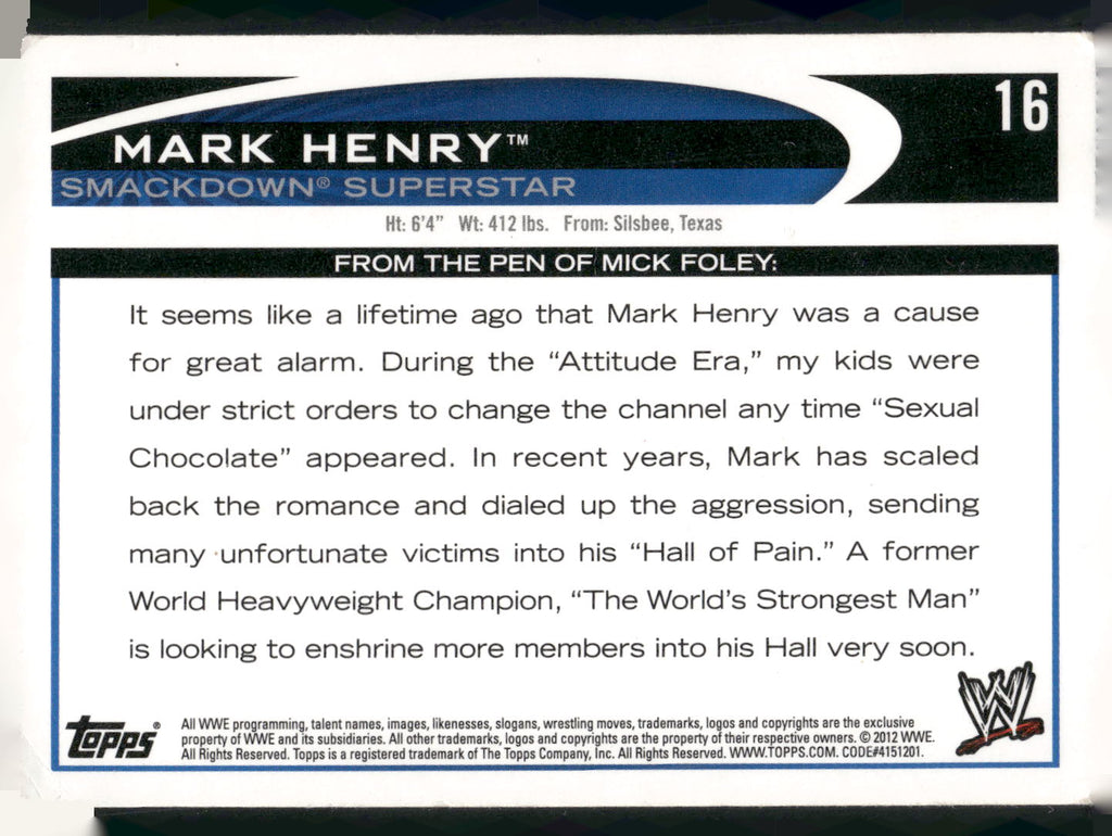 2012 Topps WWE #16 Mark Henry