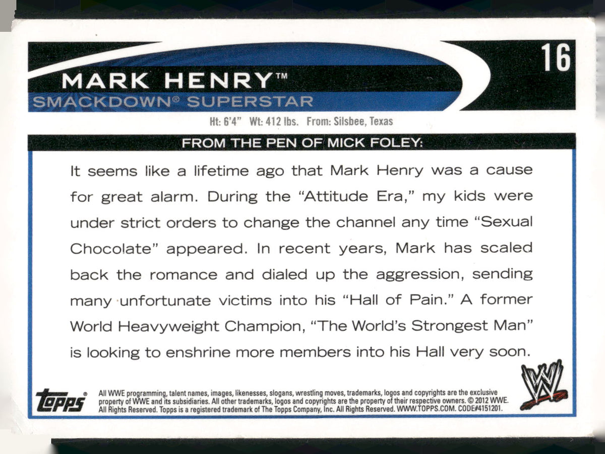 2012 Topps WWE #16 Mark Henry