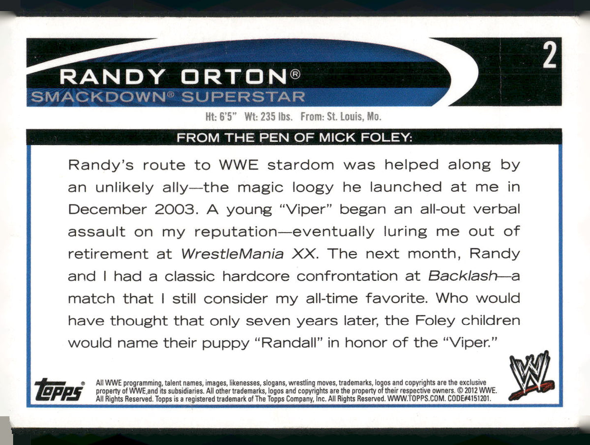 2012 Topps WWE #2 Randy Orton