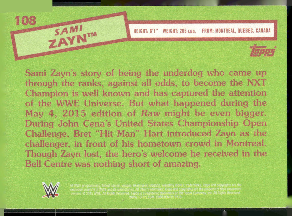 2015 Topps WWE Heritage #108 Sami Zayn