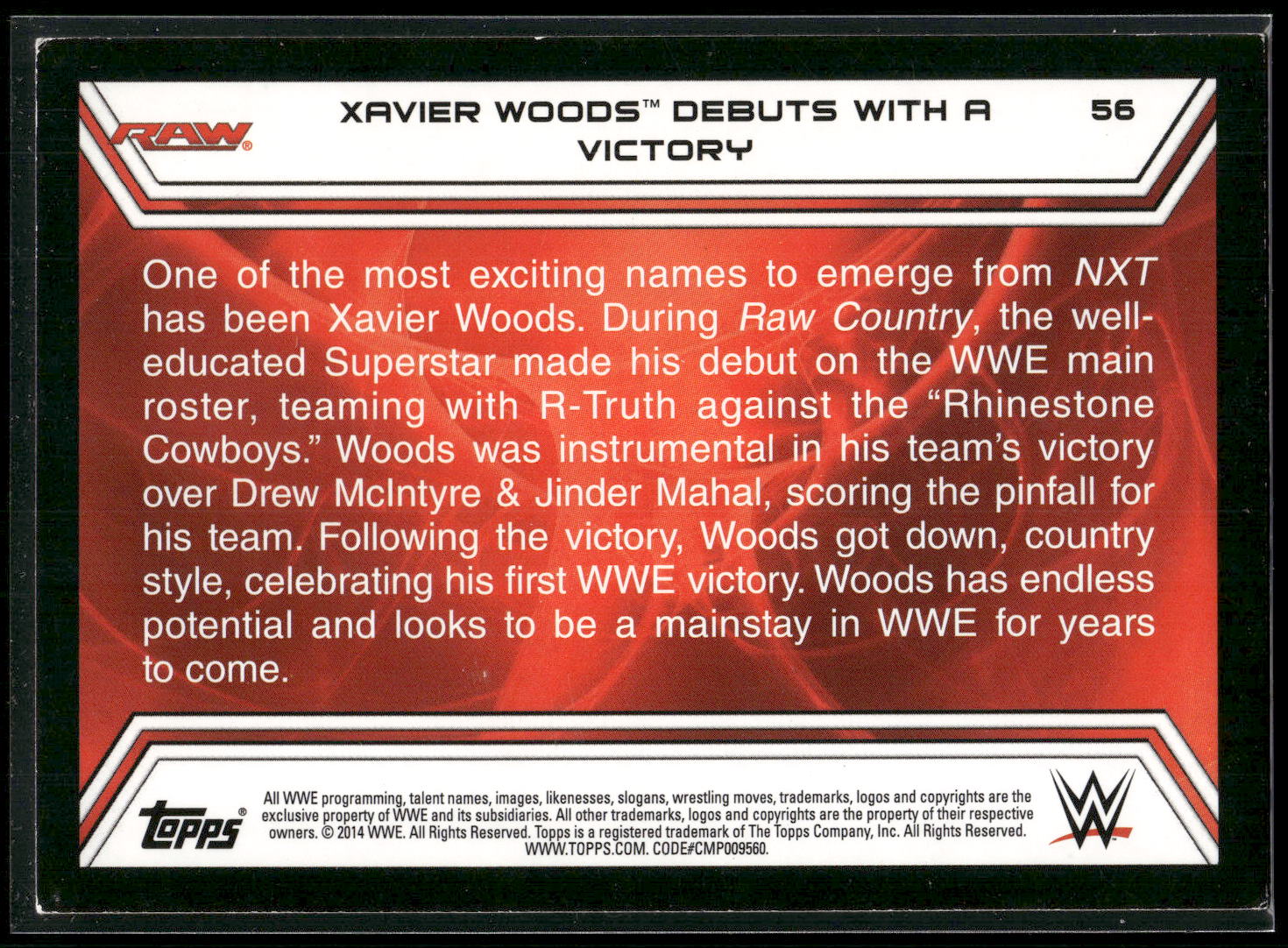 2014 Topps WWE Road to Wrestlemania #56 Xavier Woods