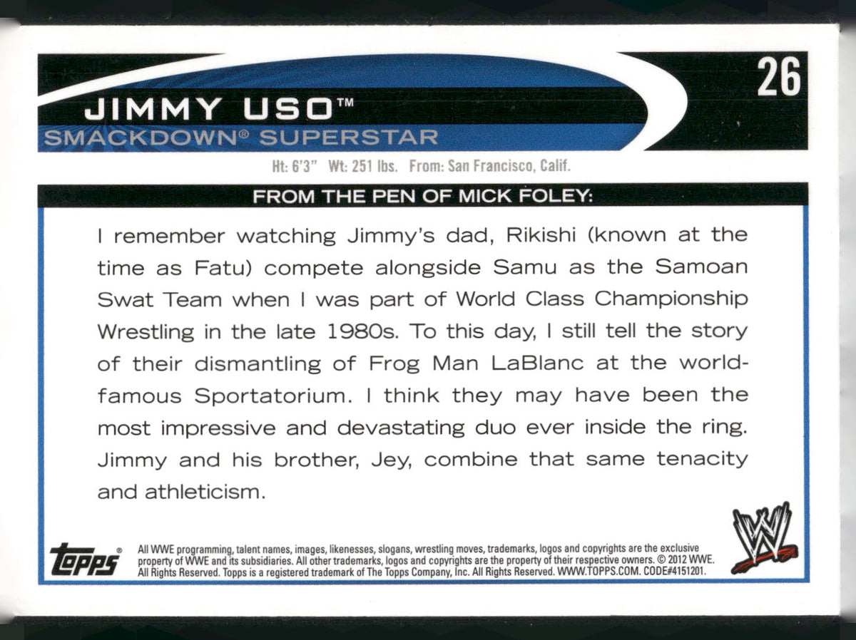 2012 Topps WWE #26 Jimmy Uso