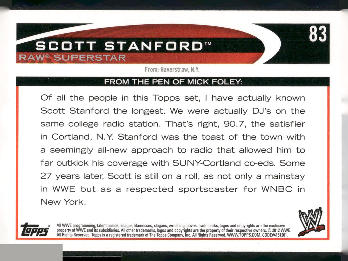 2012 Topps WWE #83 Scott Stanford