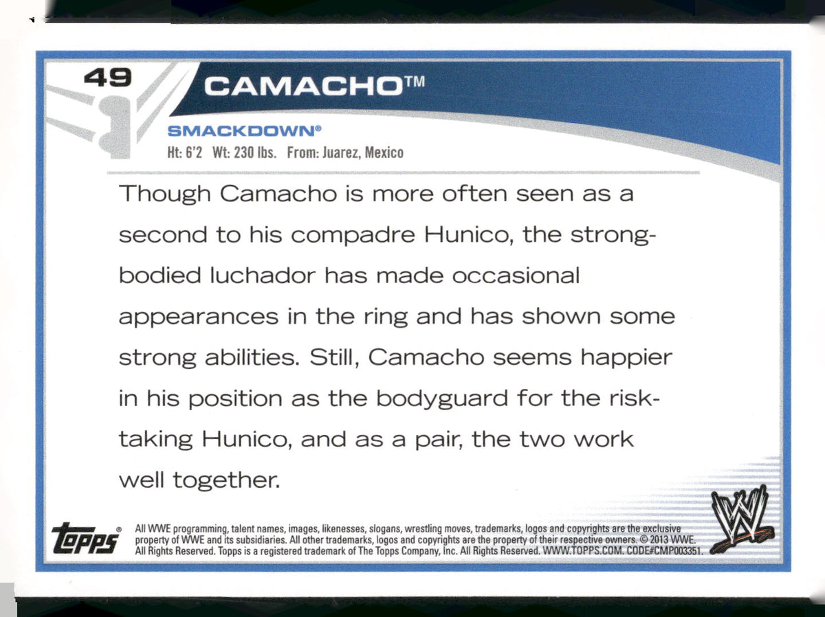 2013 Topps WWE #49 Camacho