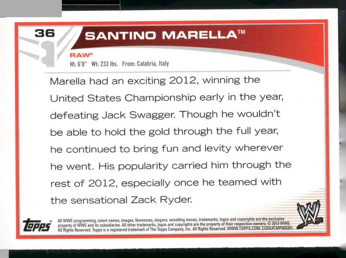 2013 Topps WWE #36 Santino Marella