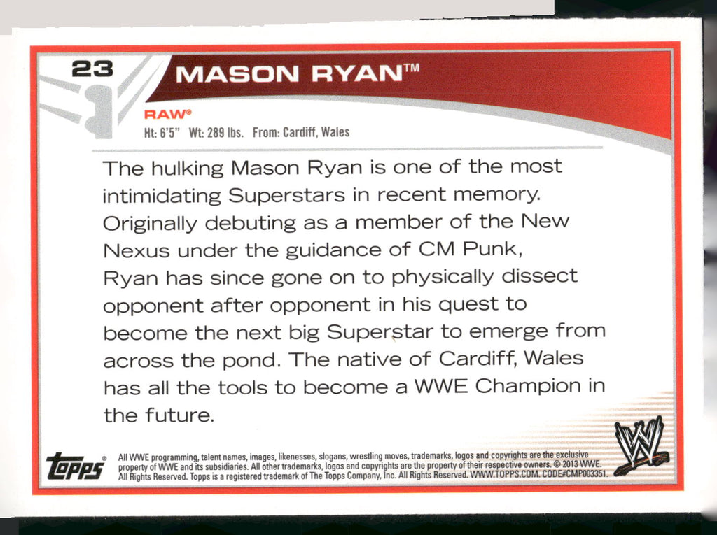 2013 Topps WWE #23 Mason Ryan