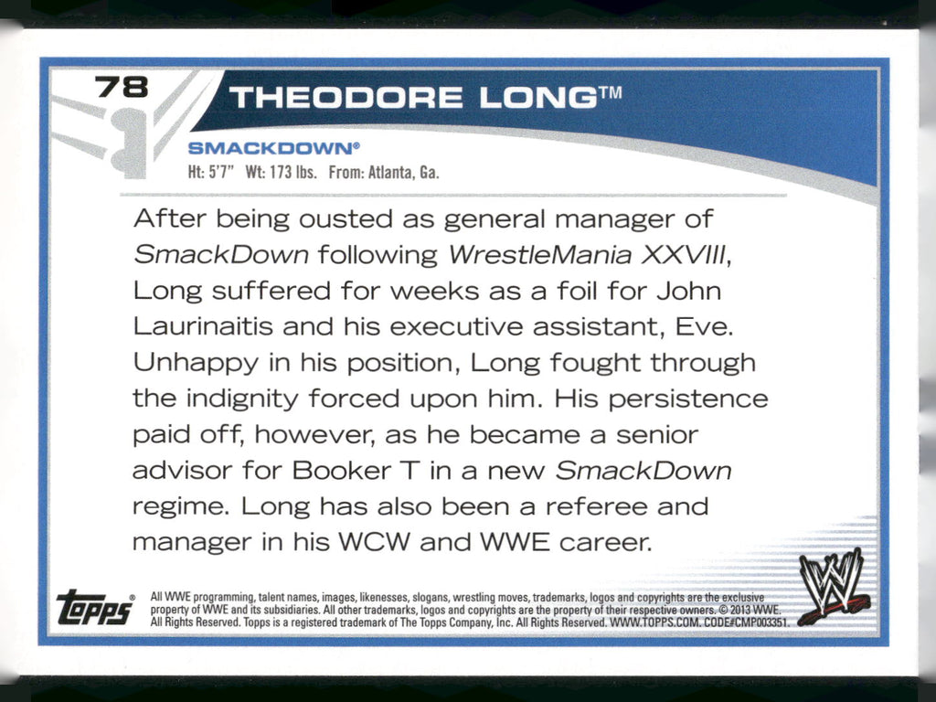 2013 Topps WWE #78 Theodore Long