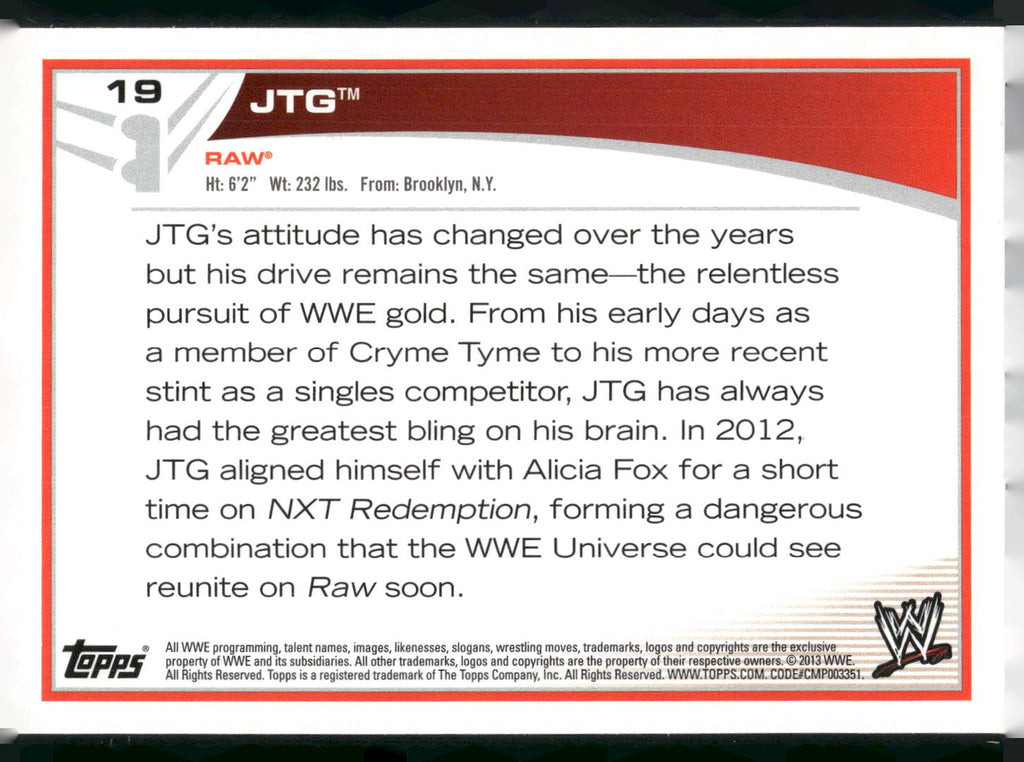 2013 Topps WWE #19 JTG