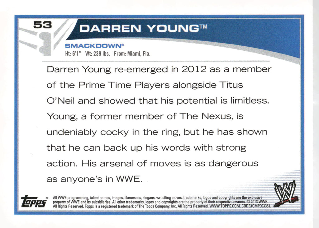2013 Topps WWE #53 Darren Young