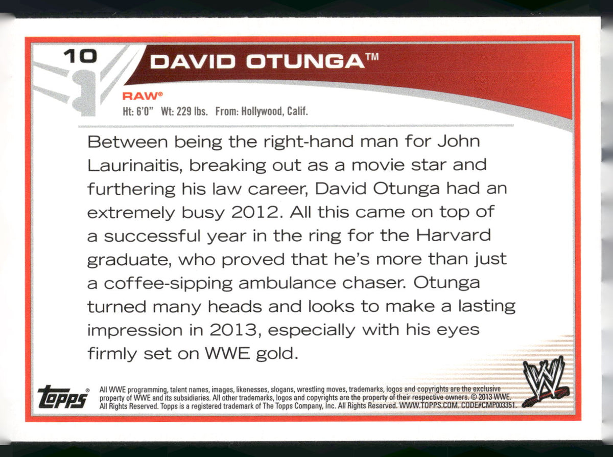 2013 Topps WWE #10 David Otunga