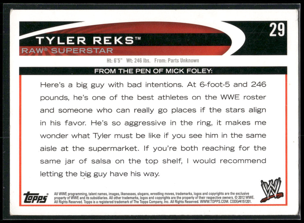 2012 Topps WWE #29 Tyler Reks