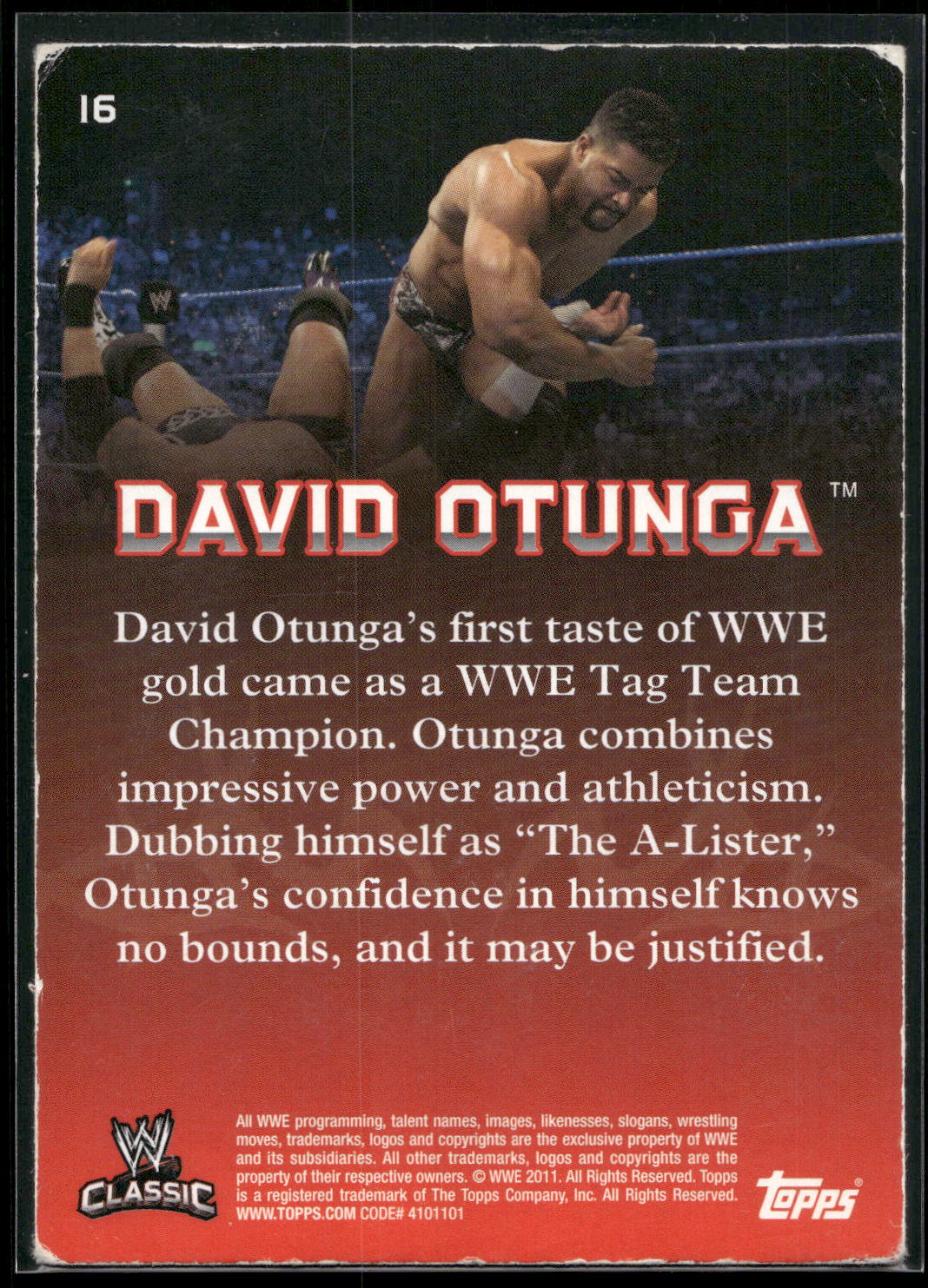 2011 Topps WWE Classic #16 David Otunga