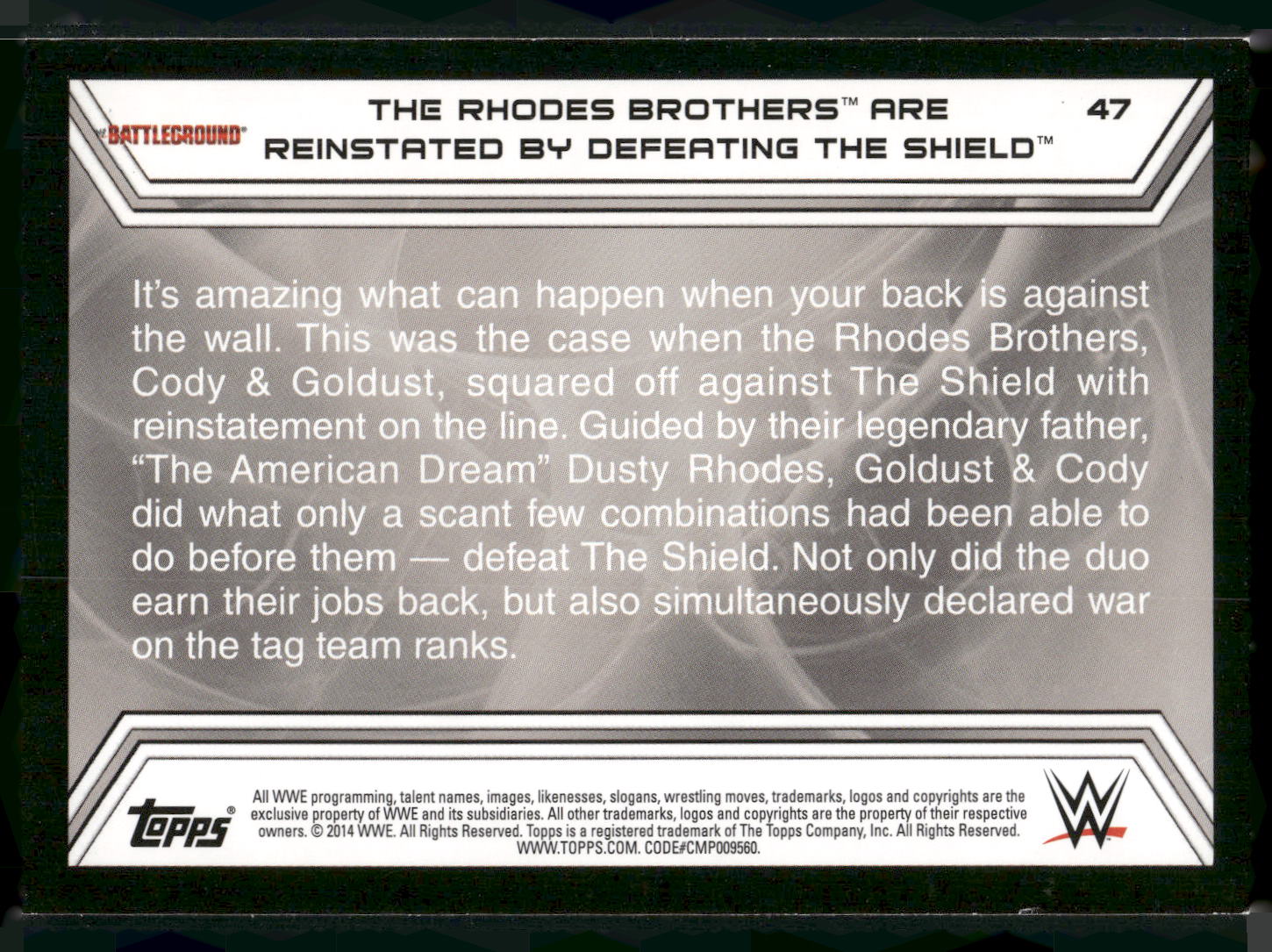 2014 Topps WWE Road to Wrestlemania #47 The Rhodes Brothers