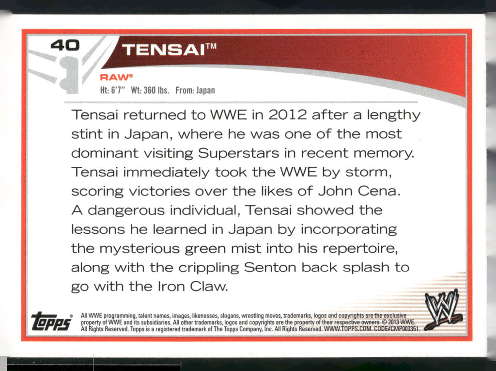 2013 Topps WWE #40 Tensai