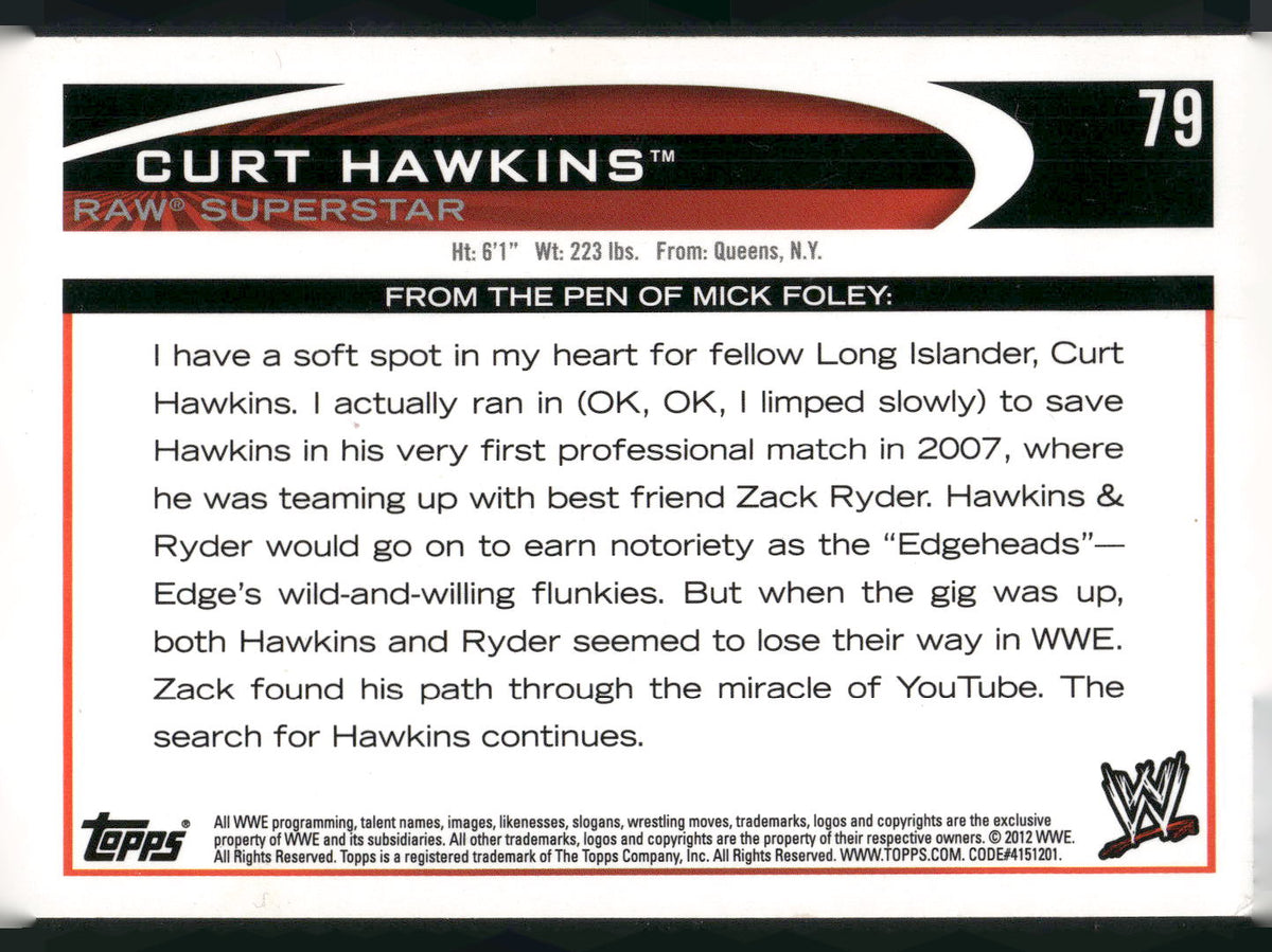 2012 Topps WWE #79 Curt Hawkins